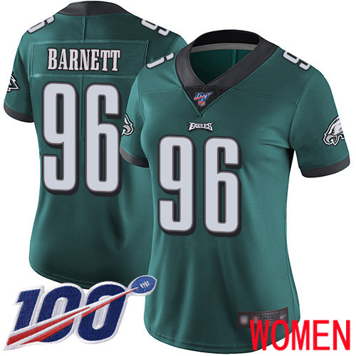 Women Philadelphia Eagles #96 Derek Barnett Midnight Green Team Color Vapor Untouchable NFL Jersey Limited 100th